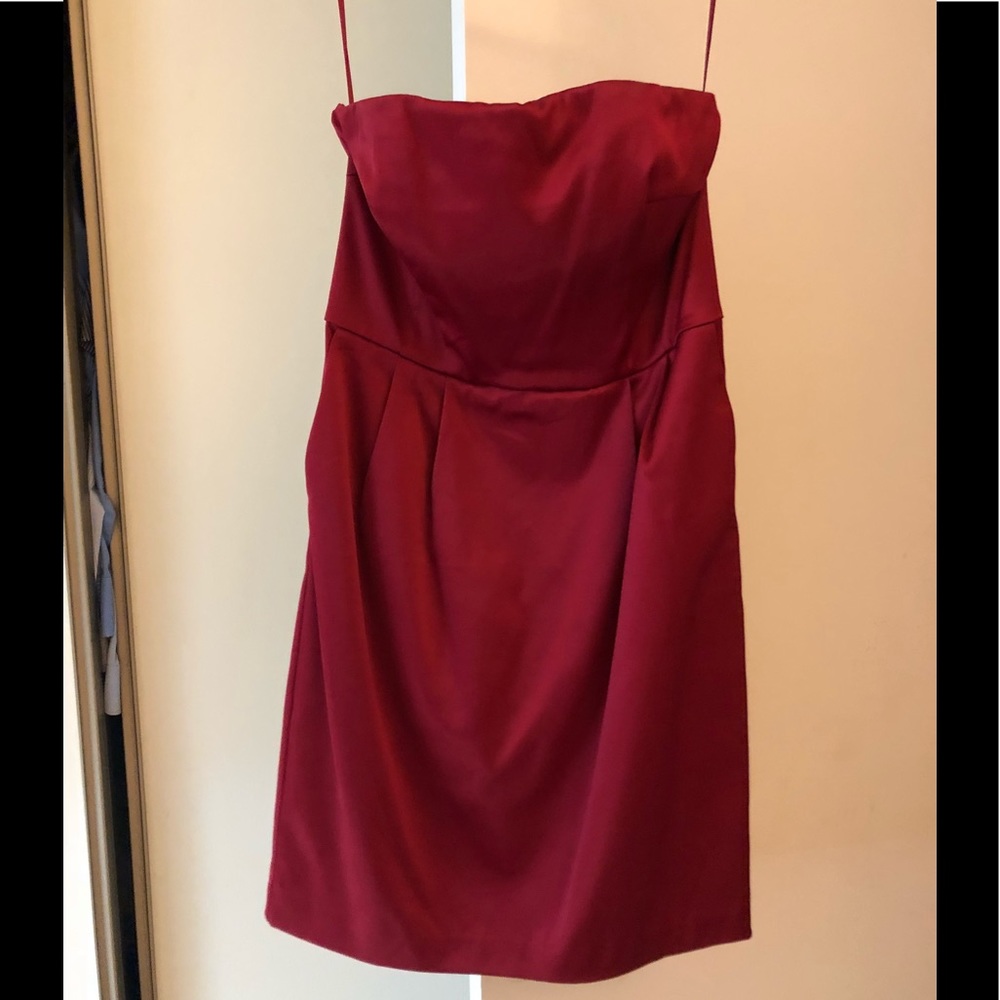 Red strapless dress, size 4
